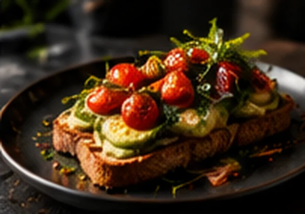 Avocado toast with tomatoes